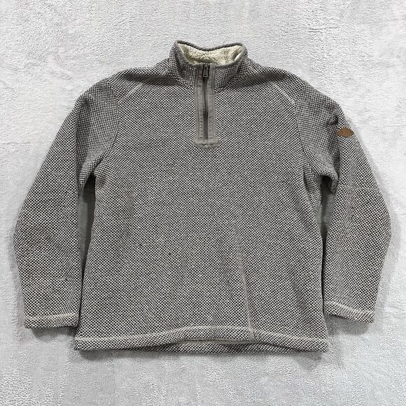 Orvis Sweater Mens L 1/4 Zip Grey Pullover‎ Warm Sherpa Lined Heavy Layer - Picture 1 of 10